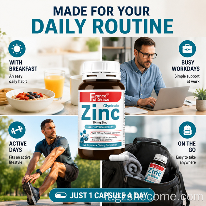 Shecome Capsule di zinco glicinato Supporto per la salute della prostata